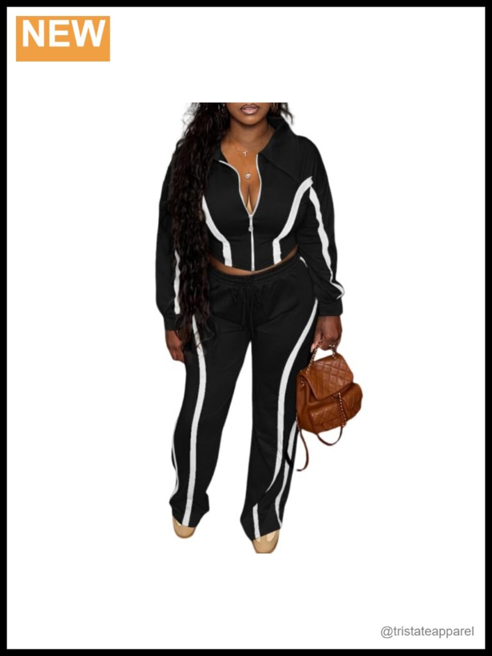 Women 2 Piece Sweatsuit Set Zip Up Jacket Wide Leg Pants